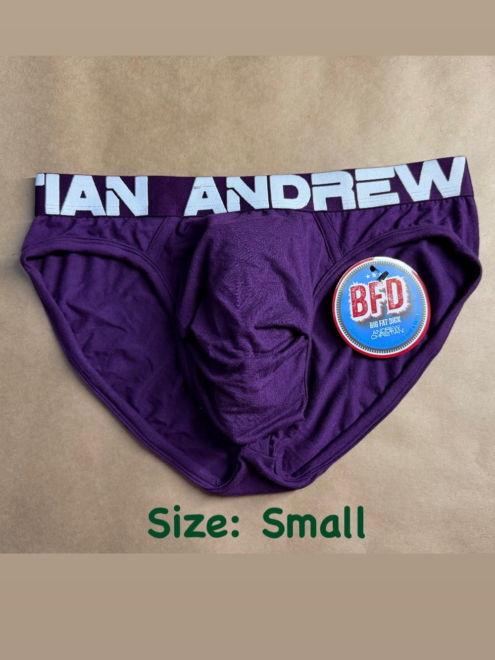 Andrew Christian BFD Plum Brief Men's Underwear Size SMALL New with Defect